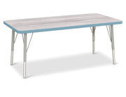 Berries® Rectangle Activity Table - 24" X 48", E-height - Driftwood Gray/Coastal Blue/Gray
