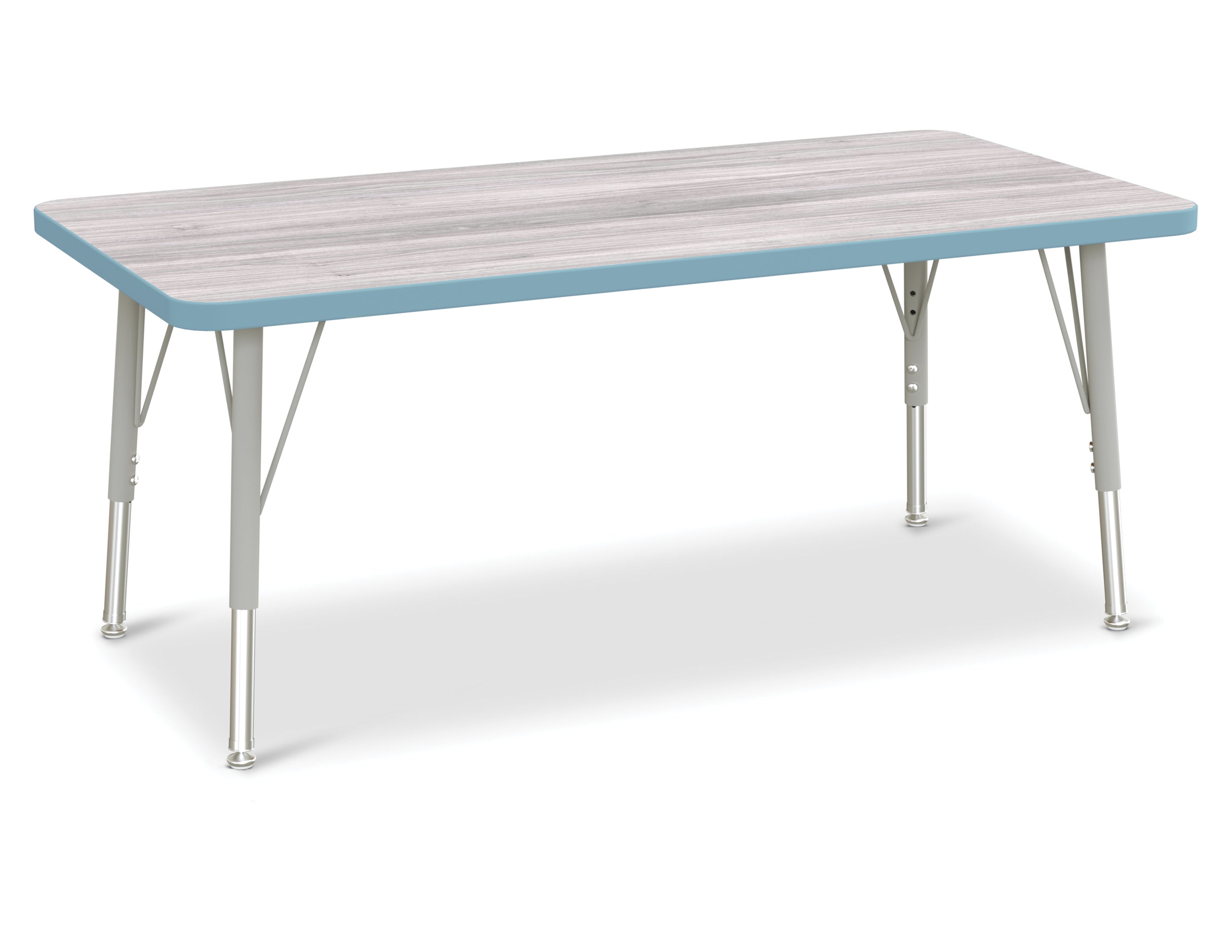 Berries® Rectangle Activity Table - 24" X 48", E-height - Driftwood Gray/Coastal Blue/Gray