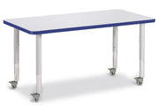 Berries® Rectangle Activity Table - 24" X 48", Mobile - Freckled Gray/Blue/Gray