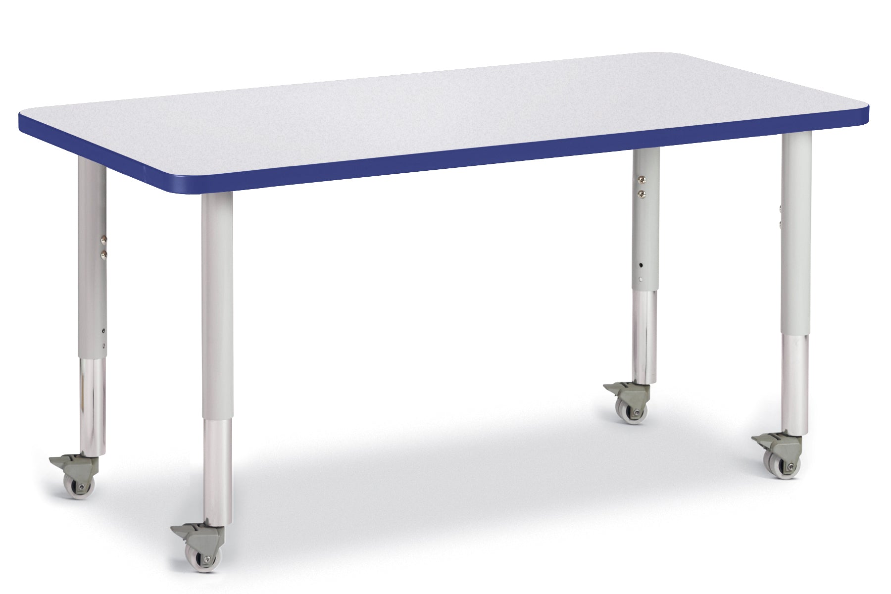 Berries® Rectangle Activity Table - 24" X 48", Mobile - Freckled Gray/Blue/Gray