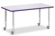Berries® Rectangle Activity Table - 24" X 48", Mobile - Freckled Gray/Purple/Gray