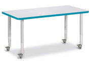 Berries® Rectangle Activity Table - 24" X 48", Mobile - Freckled Gray/Teal/Gray