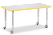 Berries® Rectangle Activity Table - 24" X 48", Mobile - Freckled Gray/Yellow/Gray