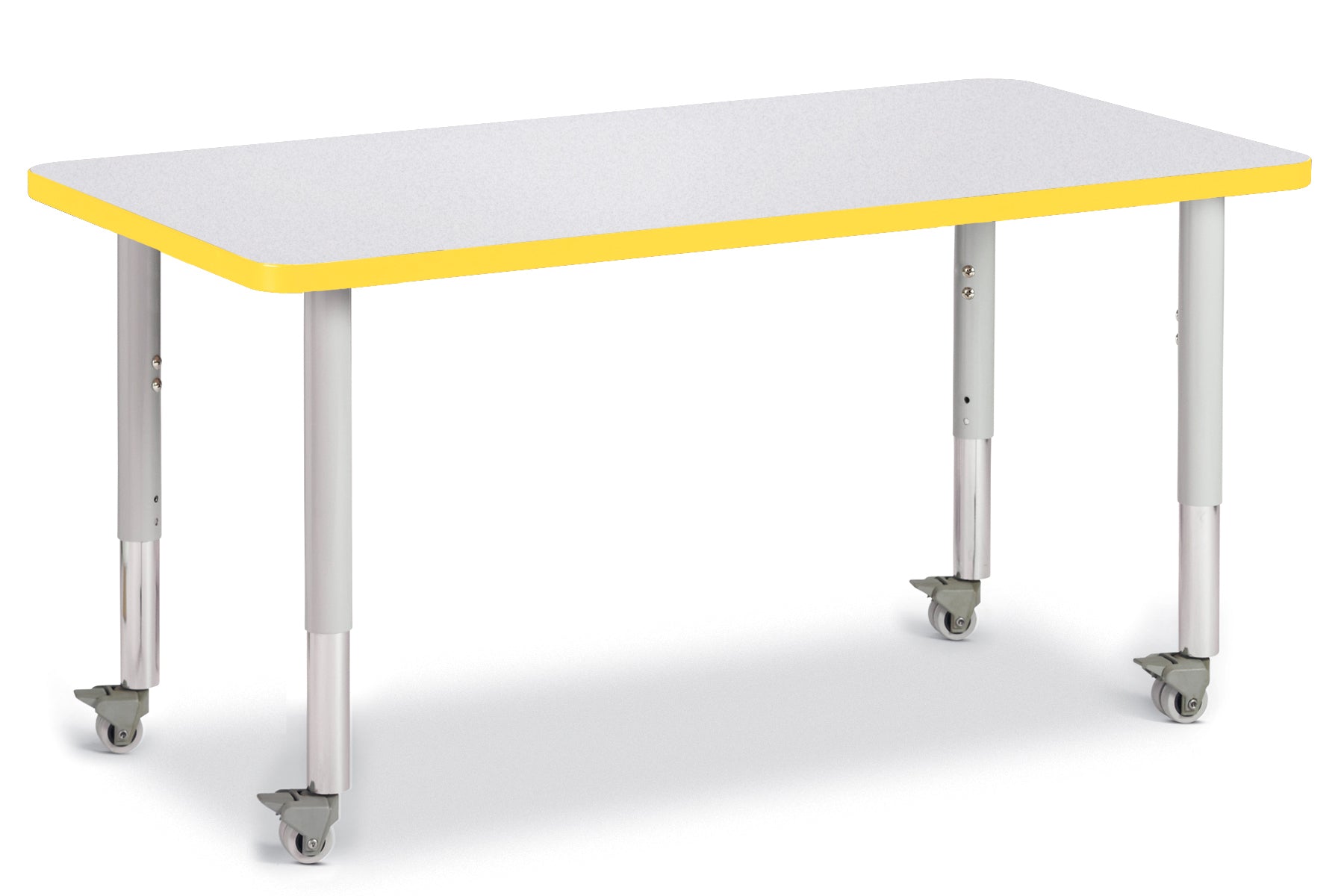 Berries® Rectangle Activity Table - 24" X 48", Mobile - Freckled Gray/Yellow/Gray
