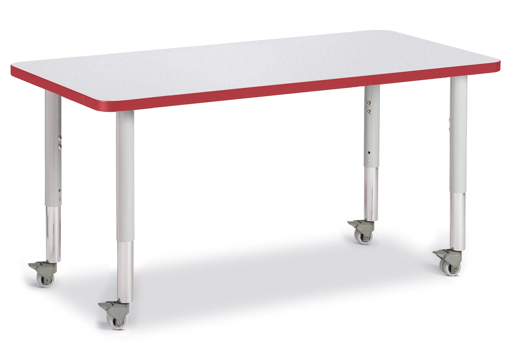 Berries® Rectangle Activity Table - 24" X 48", Mobile - Freckled Gray/Red/Gray