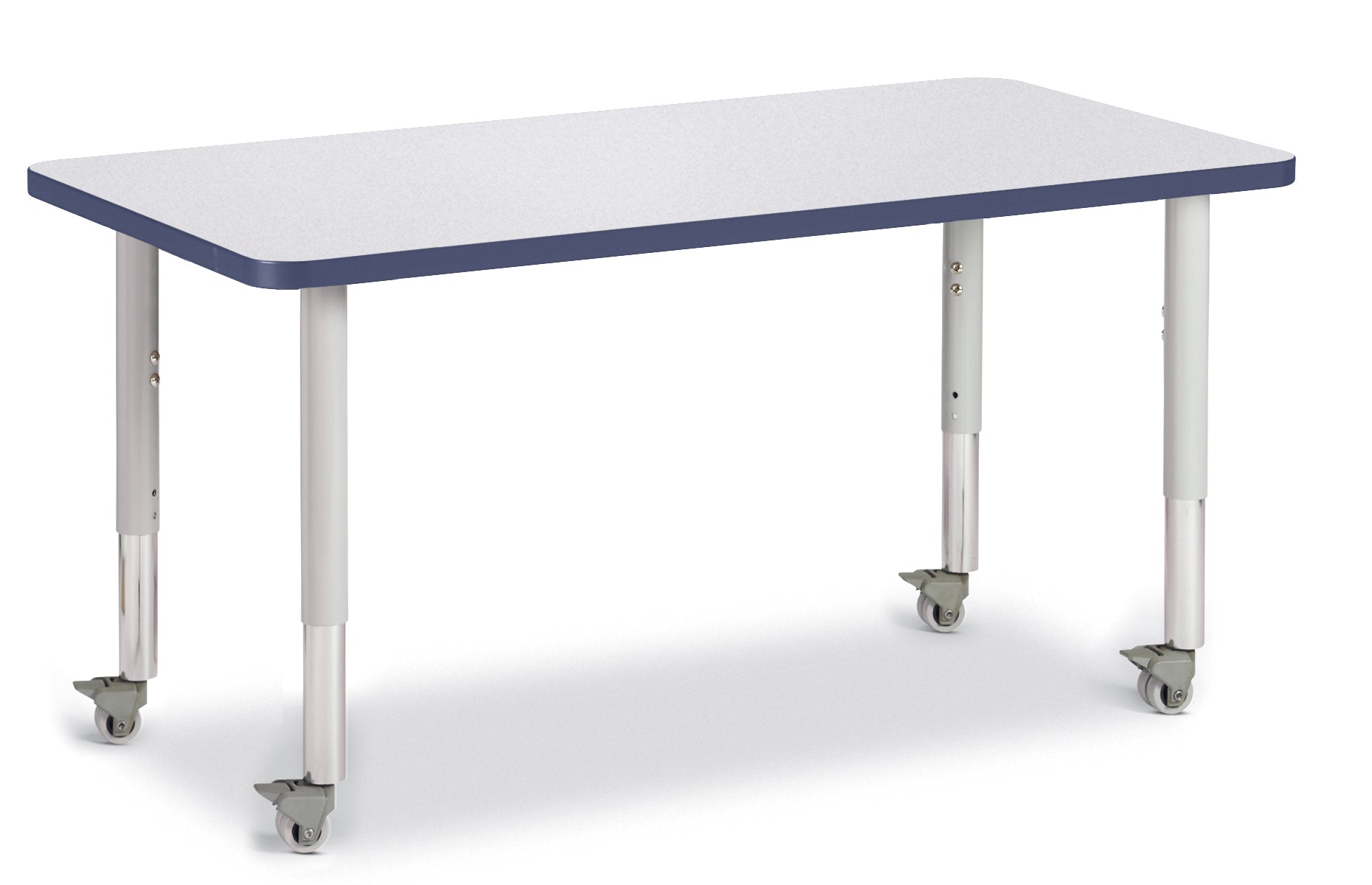 Berries® Rectangle Activity Table - 24" X 48", Mobile - Freckled Gray/Navy/Gray
