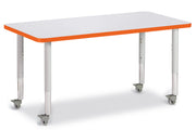 Berries® Rectangle Activity Table - 24" X 48", Mobile - Freckled Gray/Orange/Gray
