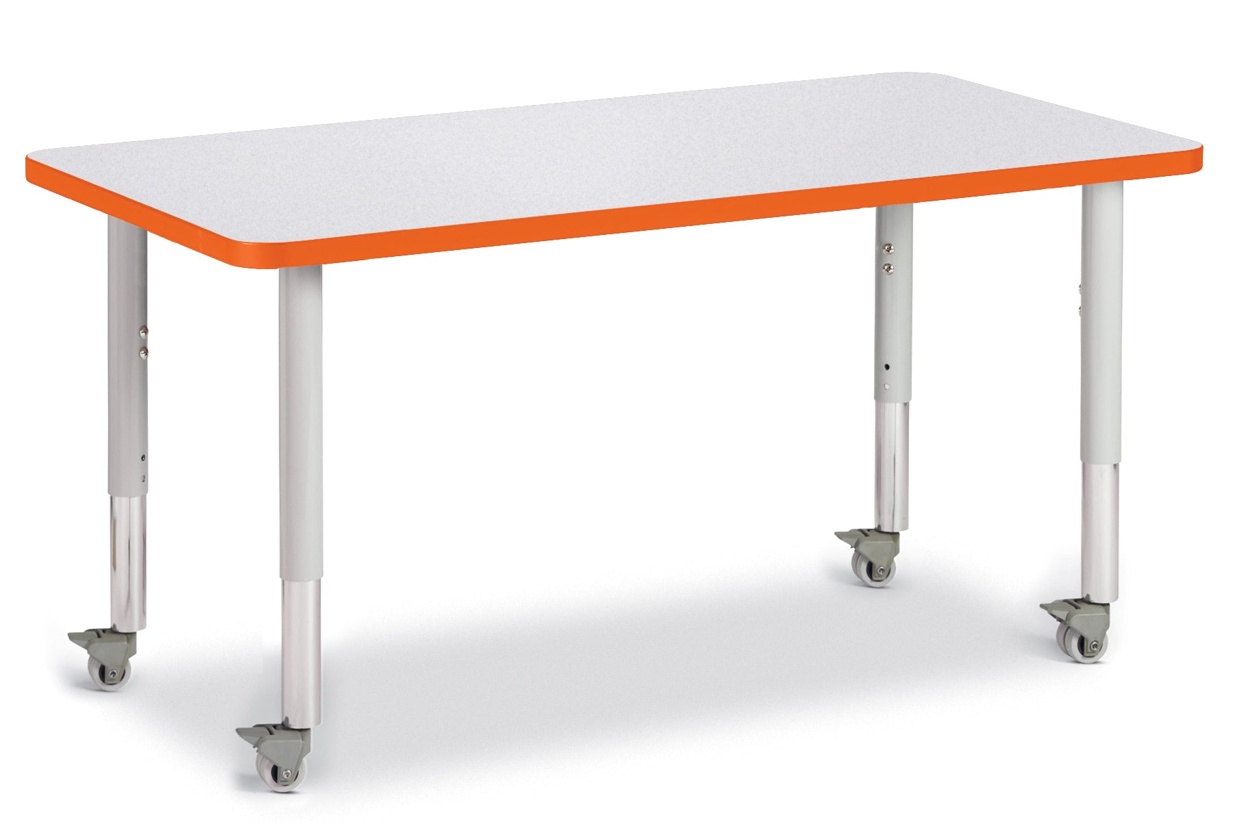 Berries® Rectangle Activity Table - 24" X 48", Mobile - Freckled Gray/Orange/Gray