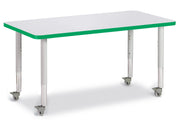 Berries® Rectangle Activity Table - 24" X 48", Mobile - Freckled Gray/Green/Gray
