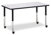 Berries® Rectangle Activity Table - 24" X 48", Mobile - Freckled Gray/Black/Black