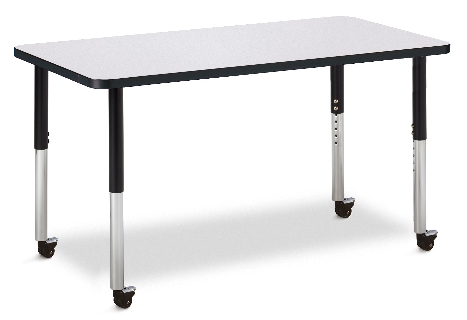 Berries® Rectangle Activity Table - 24" X 48", Mobile - Freckled Gray/Black/Black