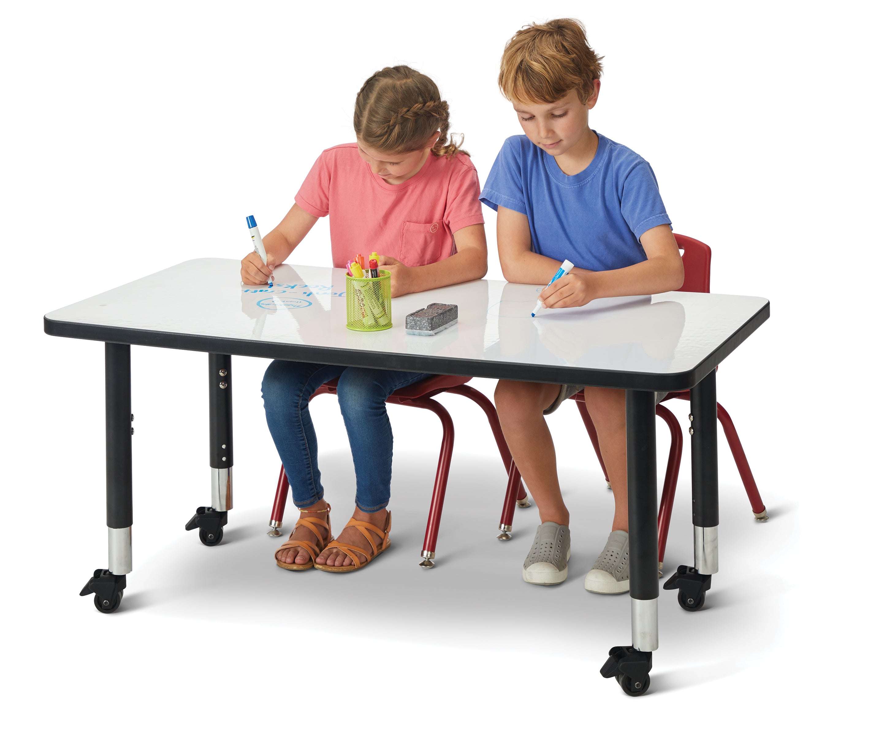 Berries® Rectangle Dry Erase Table - 24" x 36", E-height - Write-n-Wipe/Black/Black