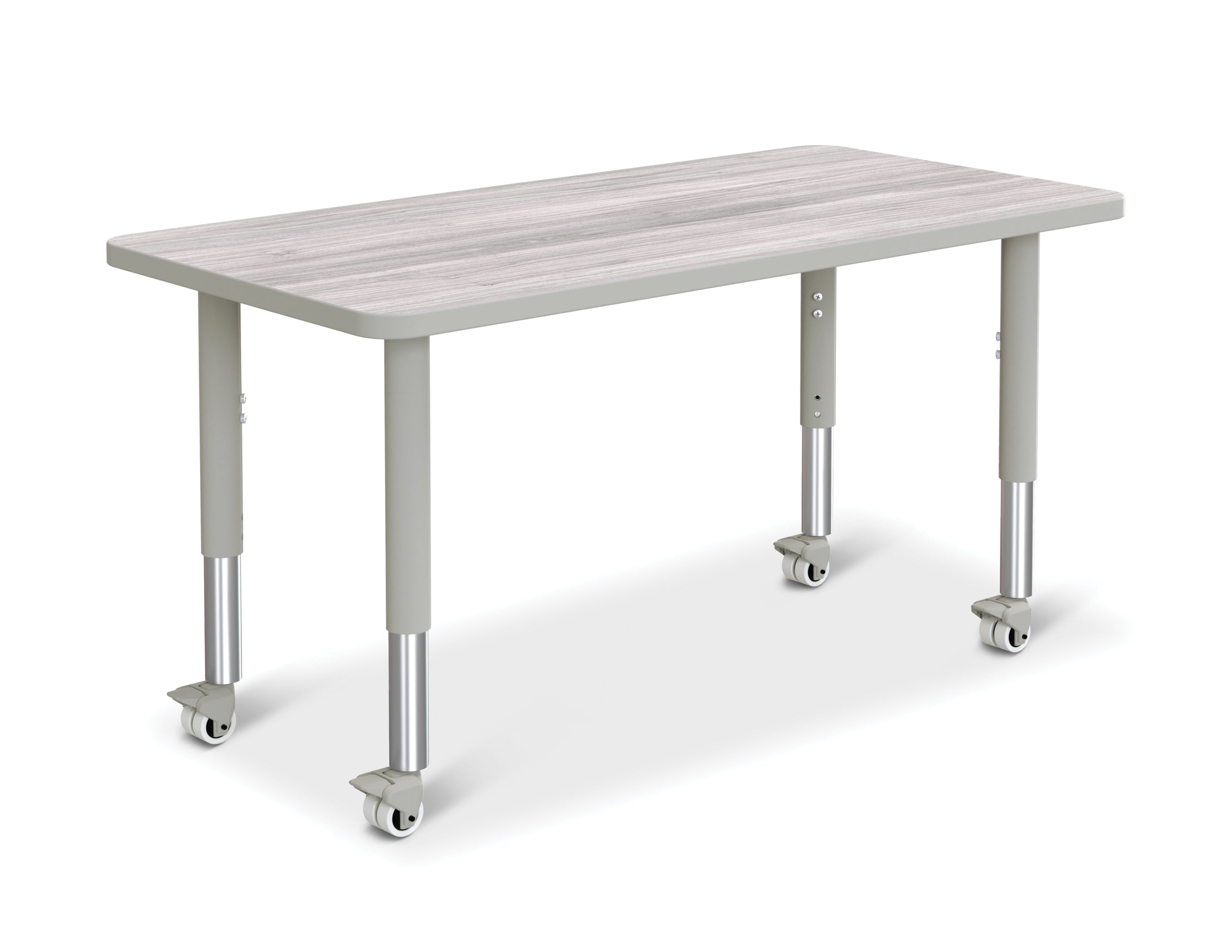Berries® Rectangle Activity Table - 24" X 48", Mobile - Driftwood Gray/Gray/Gray