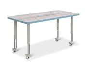 Berries® Rectangle Activity Table - 24" X 48", Mobile - Driftwood Gray/Coastal Blue/Gray