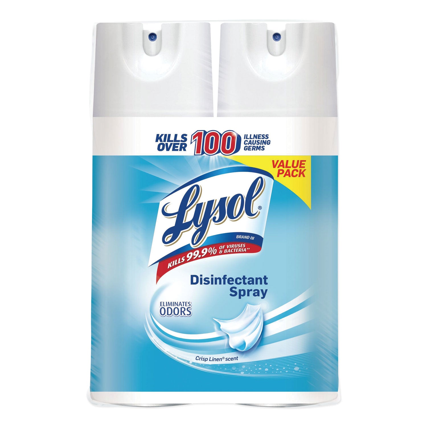 Lysol Crisp Linen Disinfectant Spray - 12.5 fl oz (0.4 quart) - Crisp Linen Scent - Easy to Use - Clear - 2/Pack - 6 / Carton