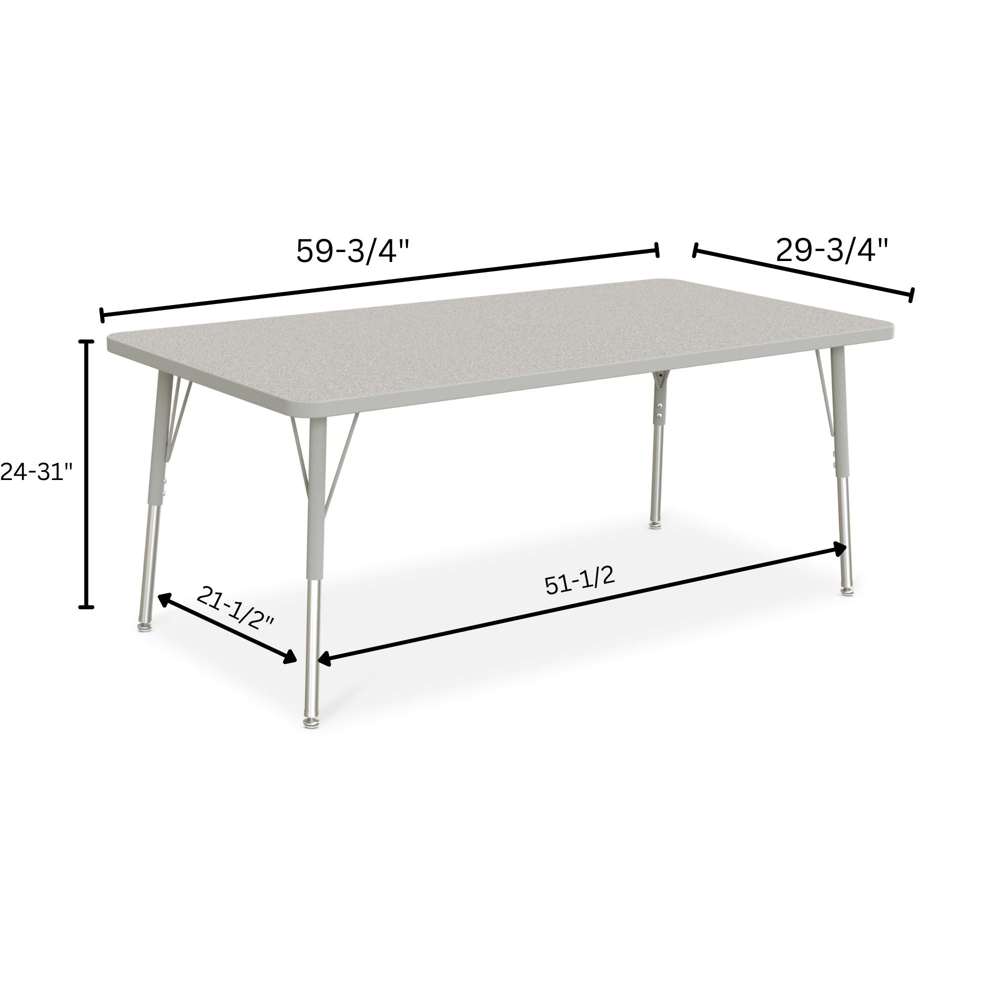 Berries® Rectangle Activity Table - 30" X 60", A-height - Freckled Gray/Gray/Gray