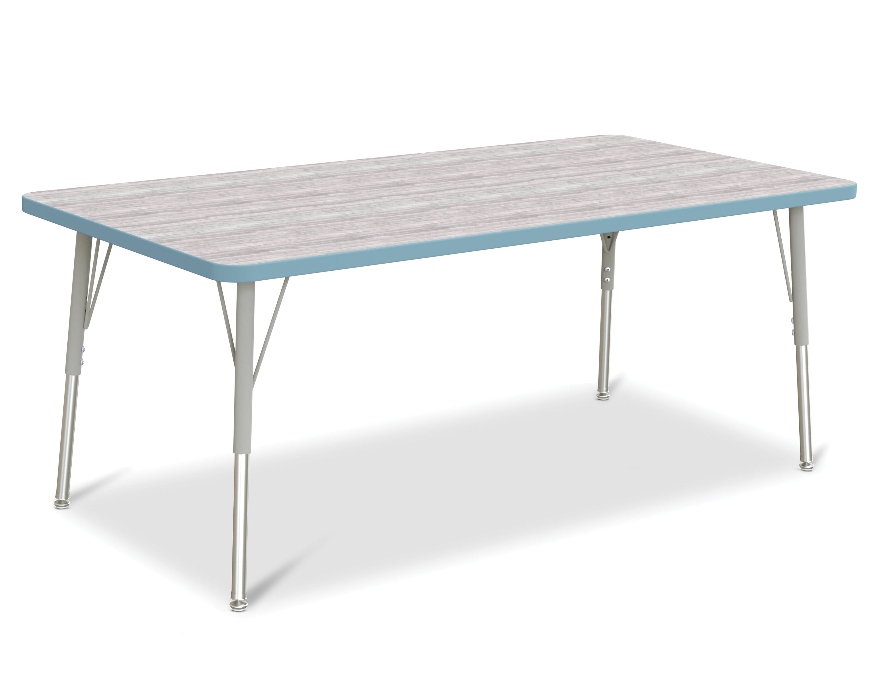 Berries® Rectangle Activity Table - 30" X 60", A-height - Driftwood Gray/Coastal Blue/Gray