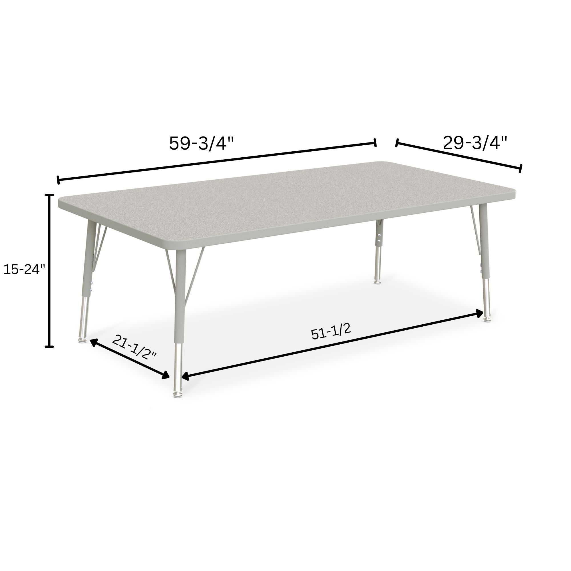 Berries® Rectangle Activity Table - 30" X 60", E-height - Freckled Gray/Gray/Gray