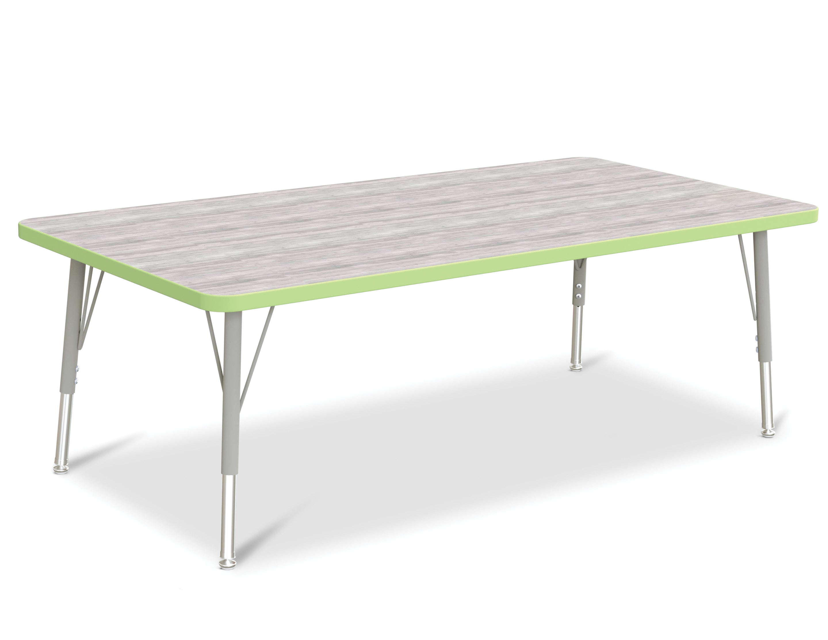 Berries® Rectangle Activity Table - 30" X 60", E-height - Driftwood Gray/Key Lime/Gray