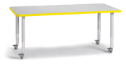 Berries® Rectangle Activity Table - 30" X 60", Mobile - Freckled Gray/Yellow/Gray