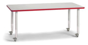 Berries® Rectangle Activity Table - 30" X 60", Mobile - Freckled Gray/Red/Gray