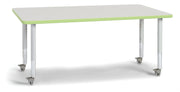 Berries® Rectangle Activity Table - 30" X 60", Mobile - Freckled Gray/Key Lime/Gray