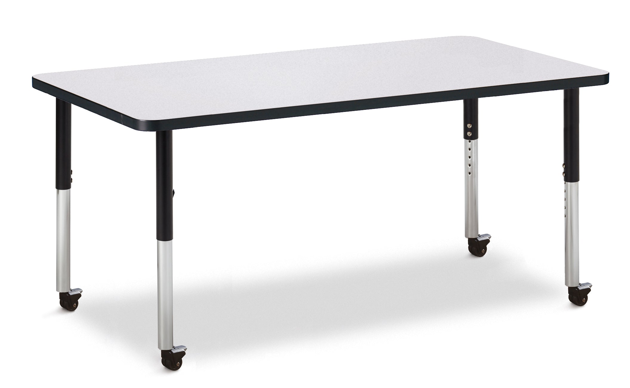 Berries® Rectangle Activity Table - 30" X 60", Mobile - Freckled Gray/Black/Black