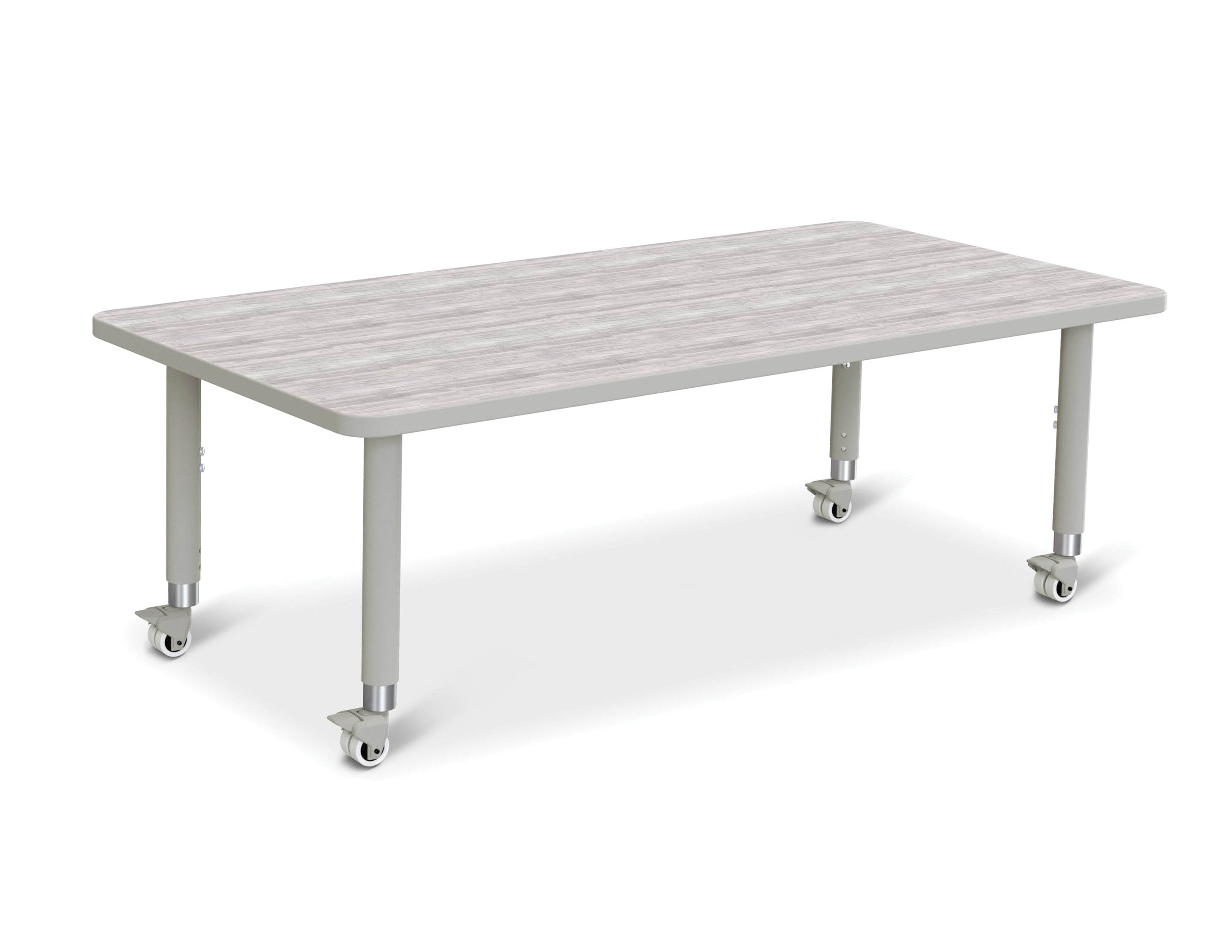 Berries® Rectangle Activity Table - 30" X 60", Mobile - Driftwood Gray/Gray/Gray