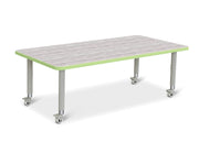 Berries® Rectangle Activity Table - 30" X 60", Mobile - Driftwood Gray/Key Lime/Gray