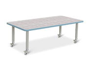 Berries® Rectangle Activity Table - 30" X 60", Mobile - Driftwood Gray/Coastal Blue/Gray