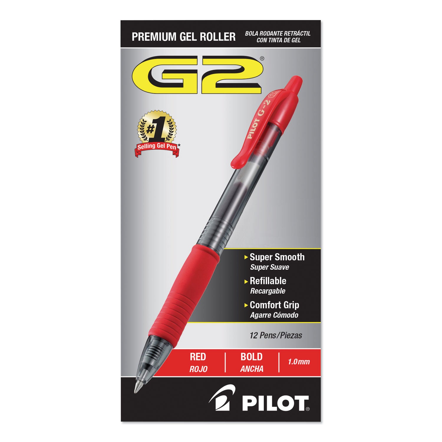 G2 Premium Gel Ink Retractable Pens - 1 mm Bold Pen Point - Refillable - Retractable - Red Ink - Gel-based - Red Barrel - 1 Dozen