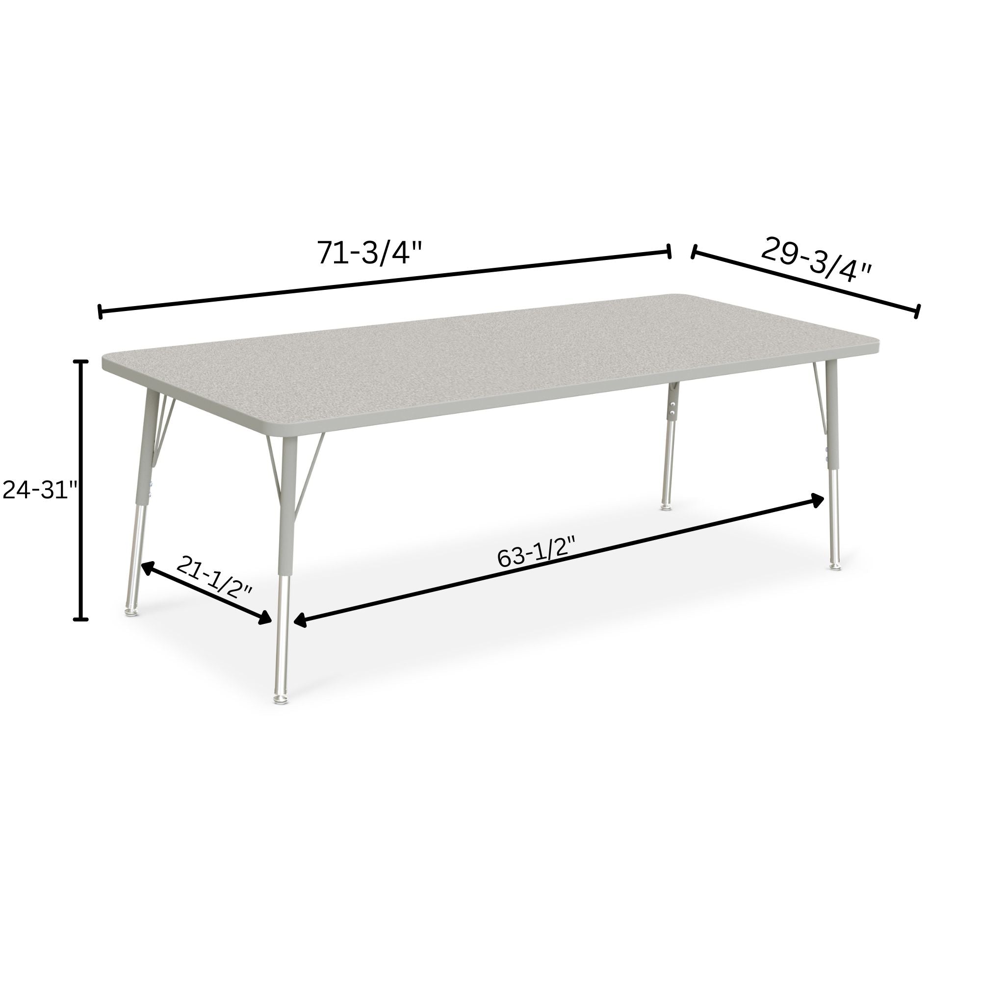 Berries® Rectangle Activity Table - 30" X 72", A-height - Freckled Gray/Gray/Gray
