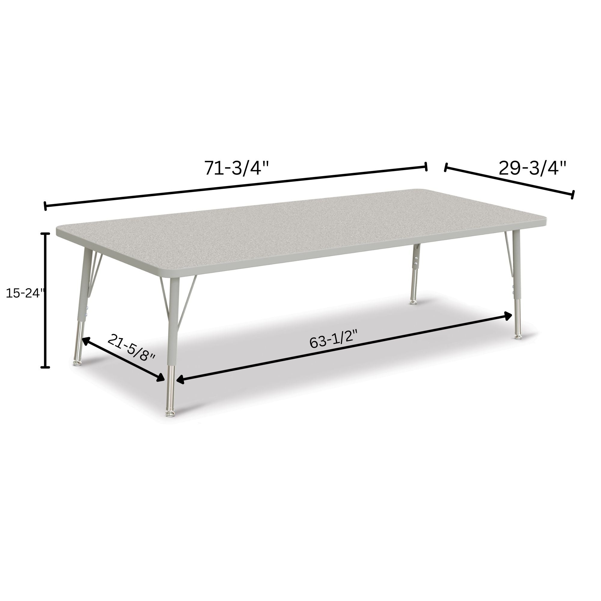 Berries® Rectangle Activity Table - 30" X 72", E-height - Freckled Gray/Gray/Gray