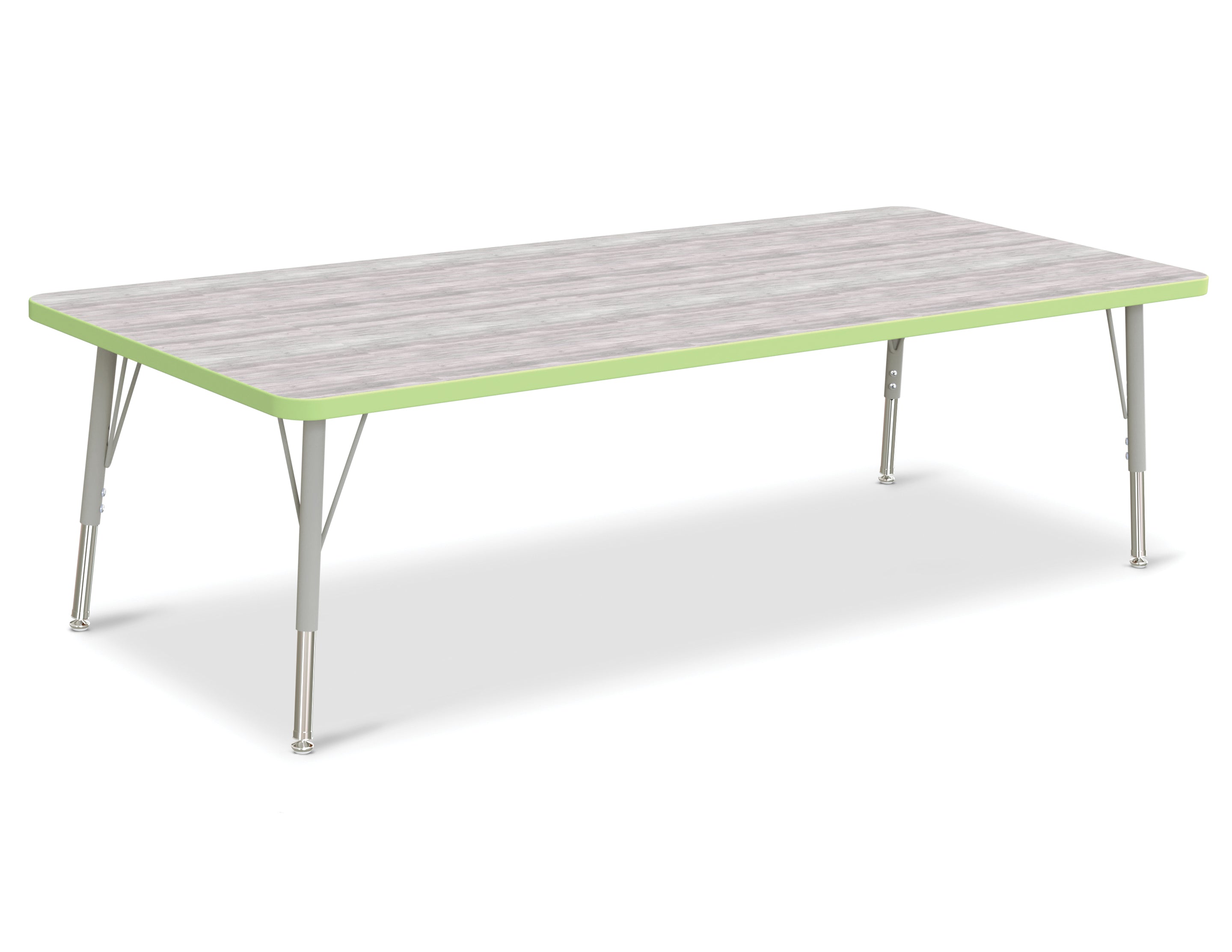 Berries® Rectangle Activity Table - 30" X 72", E-height - Driftwood Gray/Key Lime/Gray