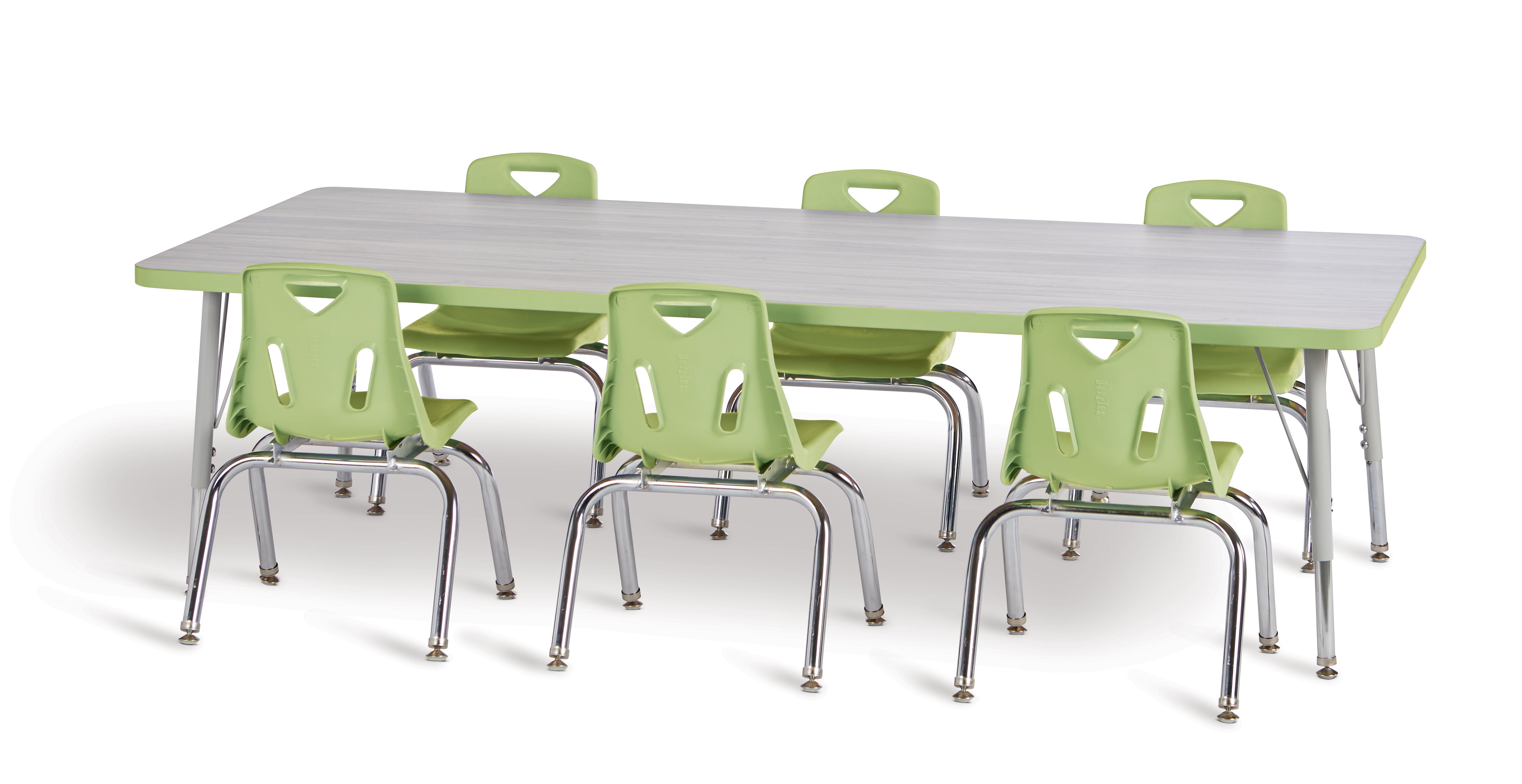 Berries® Rectangle Activity Table - 30" X 60", Mobile - Driftwood Gray/Key Lime/Gray