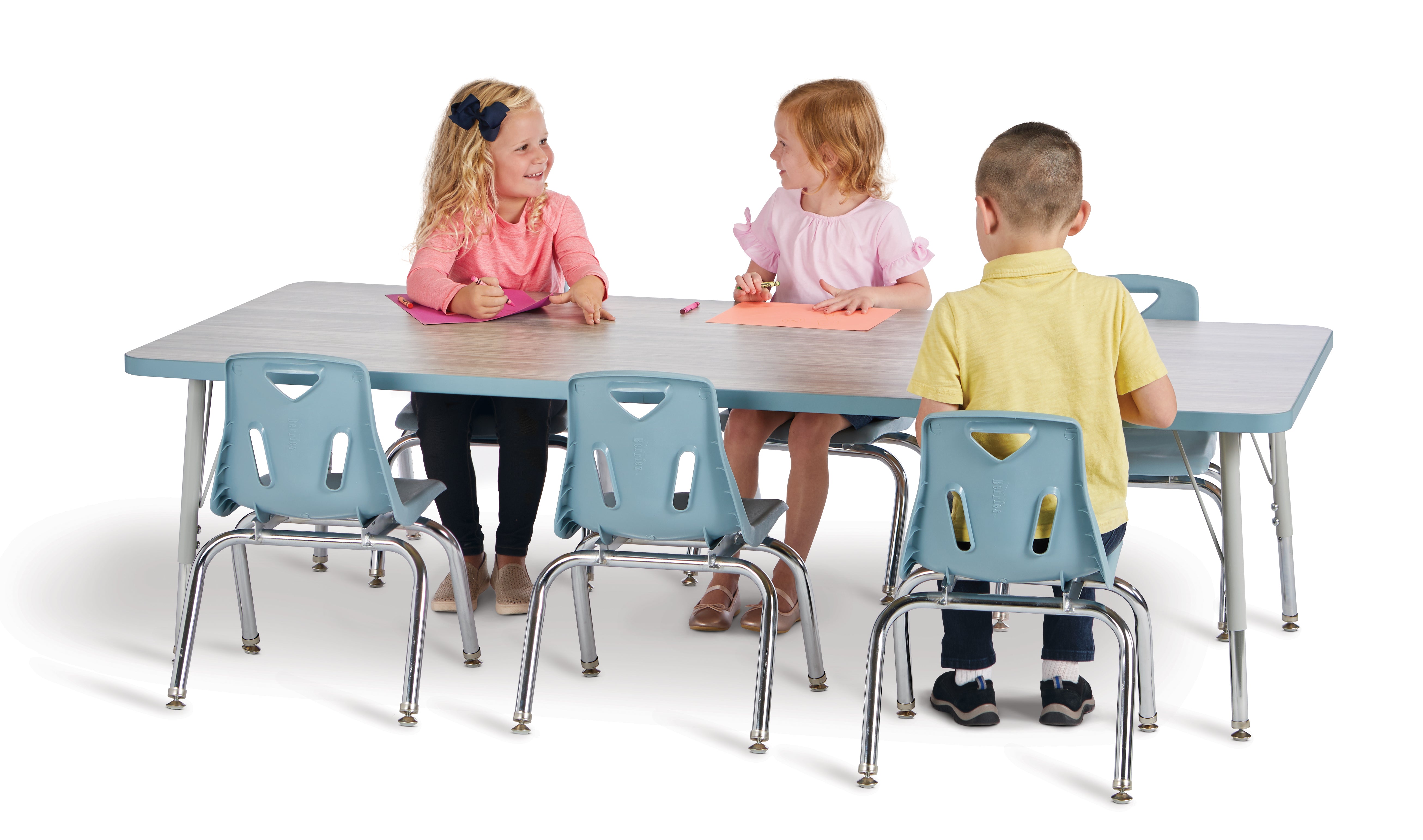 Berries® Rectangle Activity Table - 30" X 48", A-height - Driftwood Gray/Coastal Blue/Gray