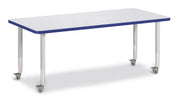 Berries® Rectangle Activity Table - 30" X 72", Mobile - Freckled Gray/Blue/Gray