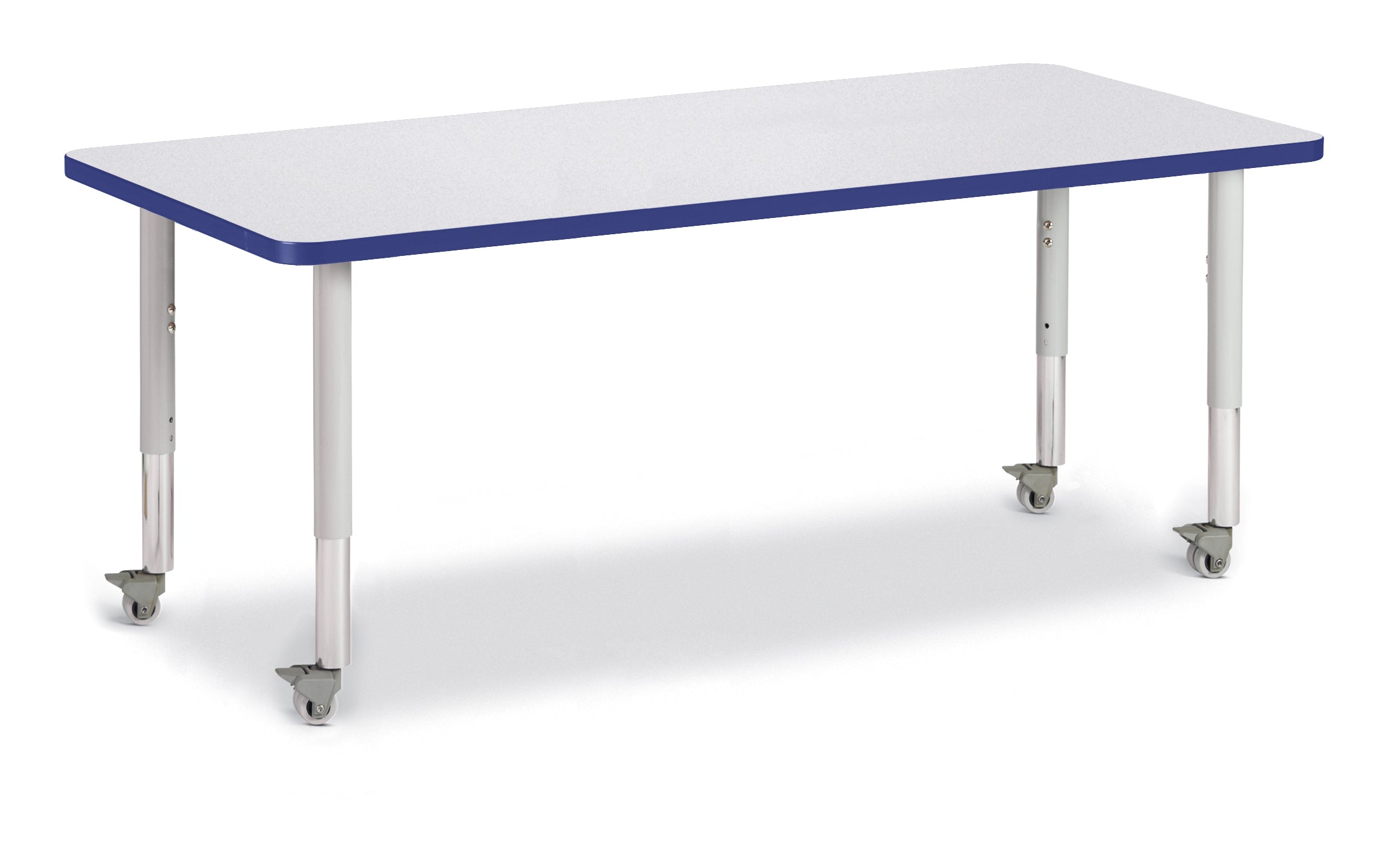 Berries® Rectangle Activity Table - 30" X 72", Mobile - Freckled Gray/Blue/Gray