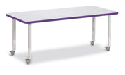 Berries® Rectangle Activity Table - 30" X 72", Mobile - Freckled Gray/Purple/Gray