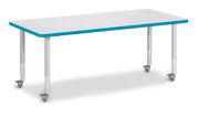 Berries® Rectangle Activity Table - 30" X 72", Mobile - Freckled Gray/Teal/Gray
