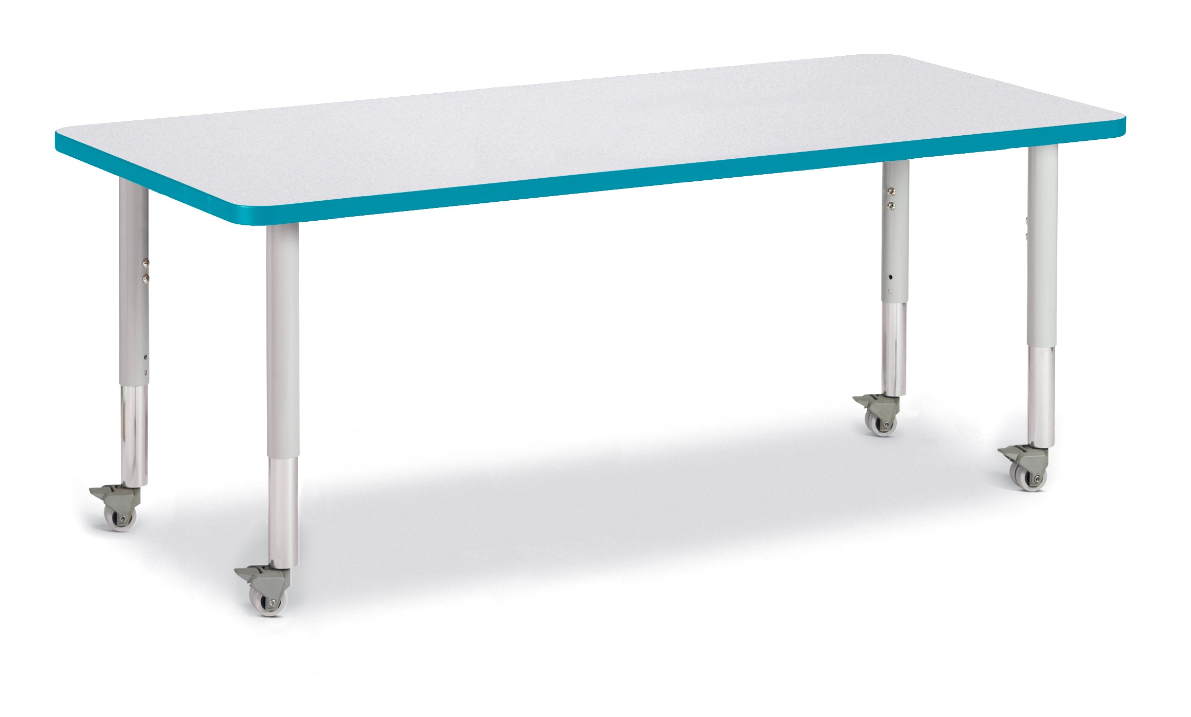 Berries® Rectangle Activity Table - 30" X 72", Mobile - Freckled Gray/Teal/Gray