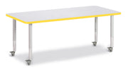 Berries® Rectangle Activity Table - 30" X 72", Mobile - Freckled Gray/Yellow/Gray