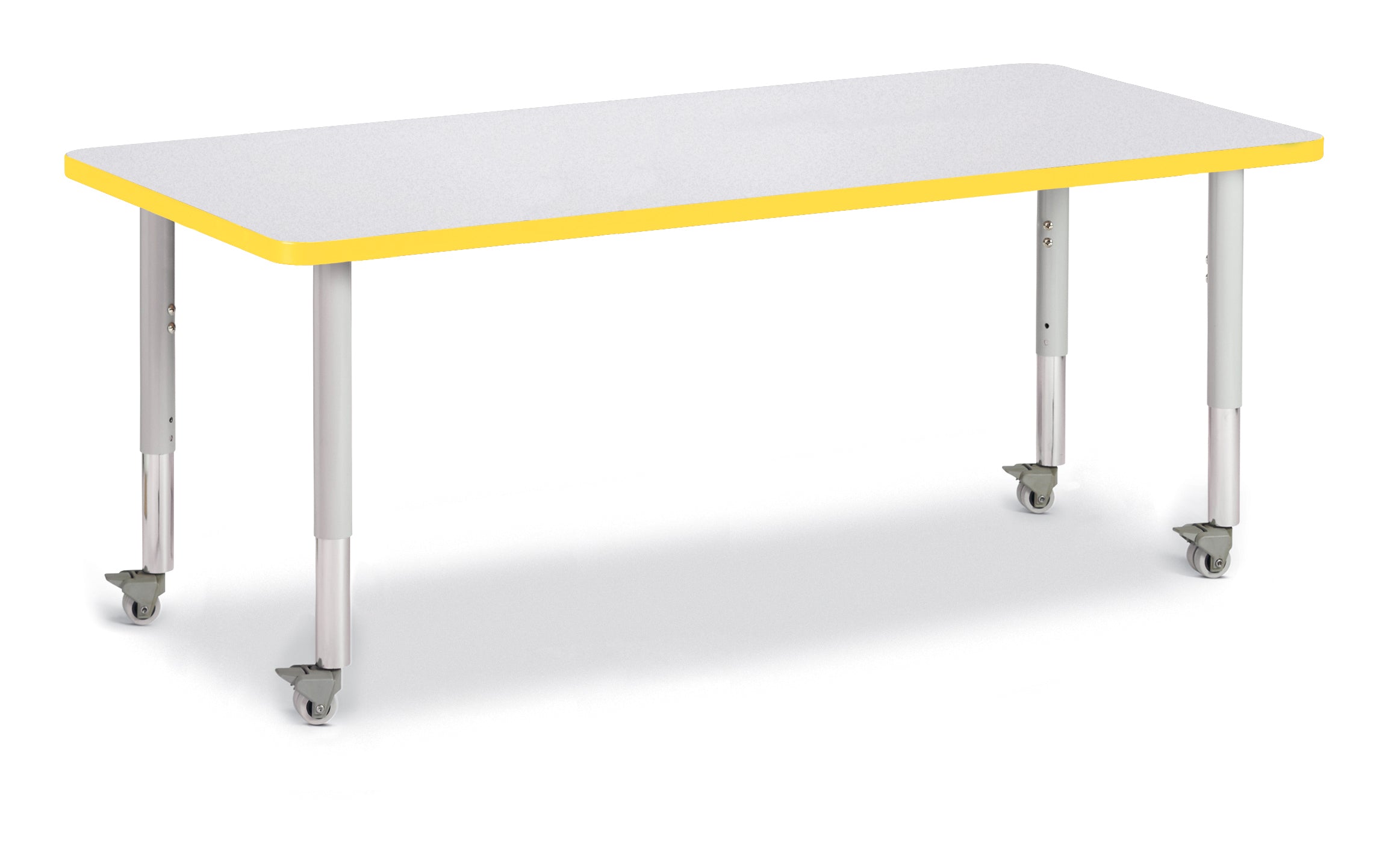 Berries® Rectangle Activity Table - 30" X 72", Mobile - Freckled Gray/Yellow/Gray