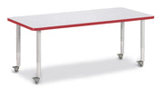 Berries® Rectangle Activity Table - 30" X 72", Mobile - Freckled Gray/Red/Gray