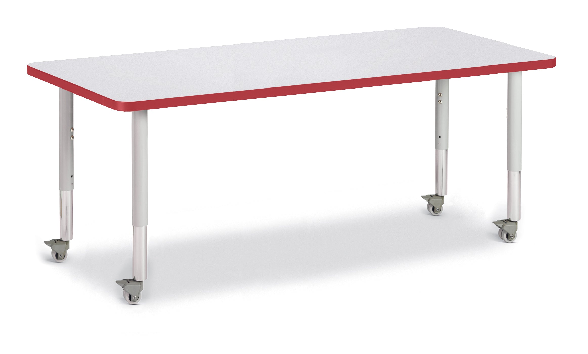 Berries® Rectangle Activity Table - 30" X 72", Mobile - Freckled Gray/Red/Gray