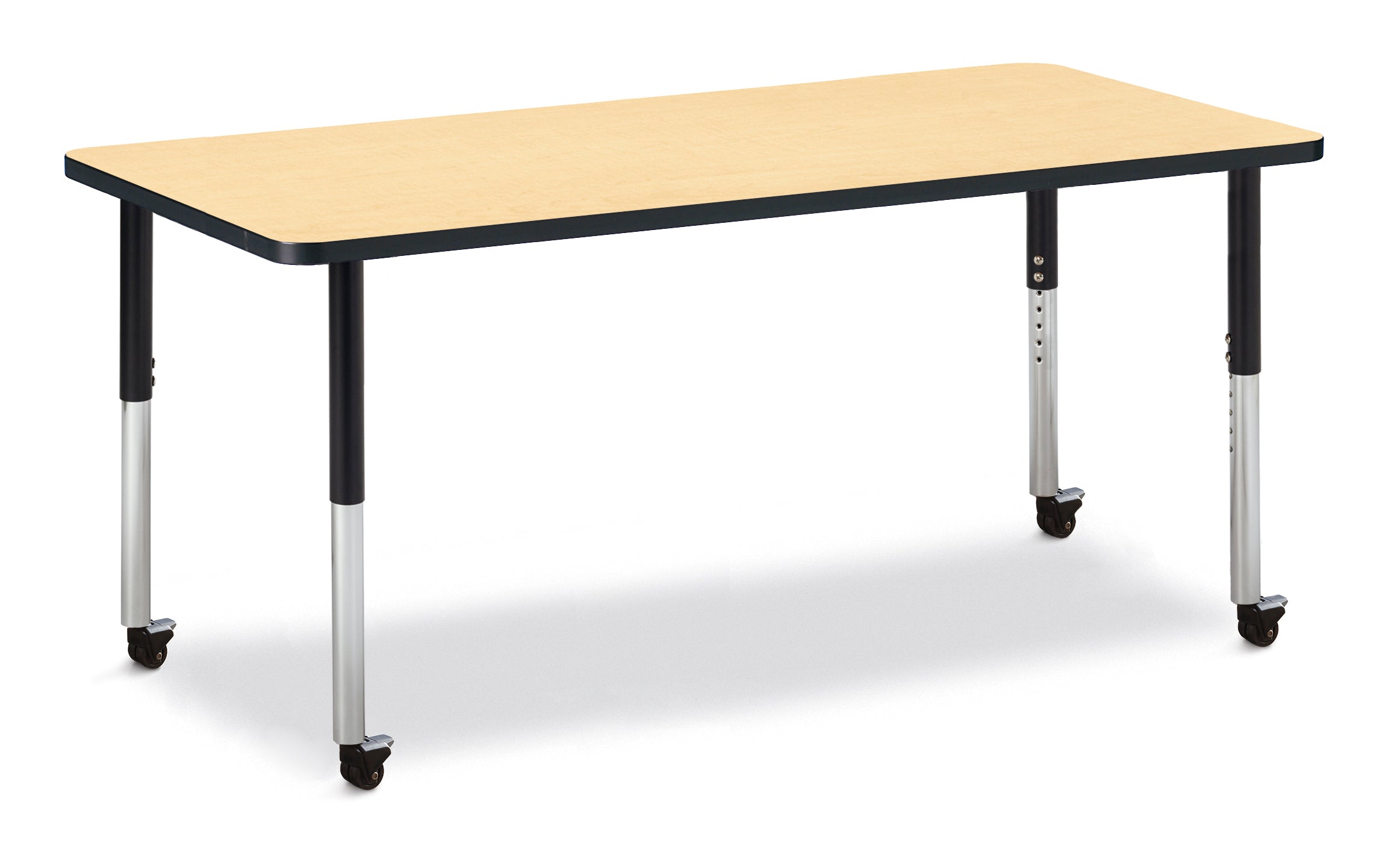 Berries® Rectangle Activity Table - 30" X 72", Mobile - Maple/Black/Black