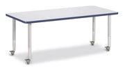 Berries® Rectangle Activity Table - 30" X 72", Mobile - Freckled Gray/Navy/Gray