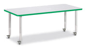 Berries® Rectangle Activity Table - 30" X 72", Mobile - Freckled Gray/Green/Gray