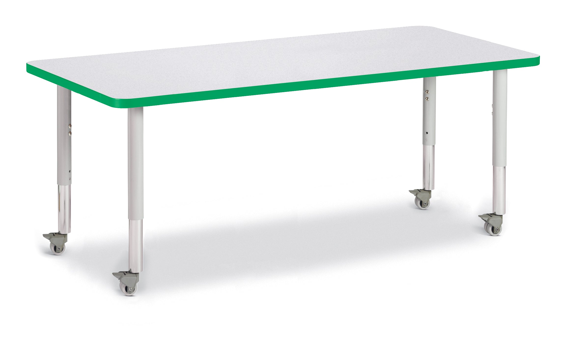 Berries® Rectangle Activity Table - 30" X 72", Mobile - Freckled Gray/Green/Gray