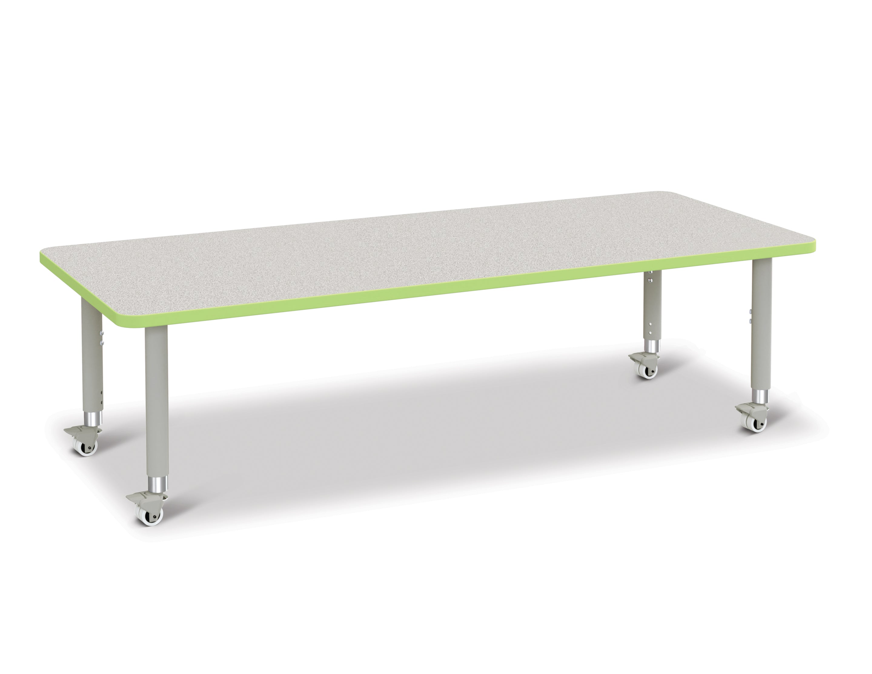 Berries® Rectangle Activity Table - 30" X 72", Mobile - Freckled Gray/Key Lime/Gray
